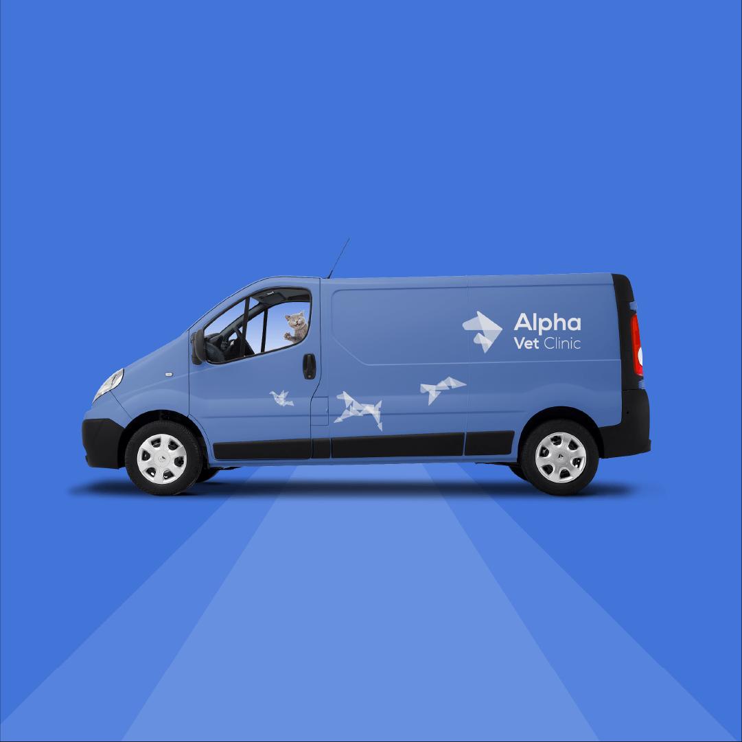 Alpha Vet Clinic Dubai ambulance vehicle branding design